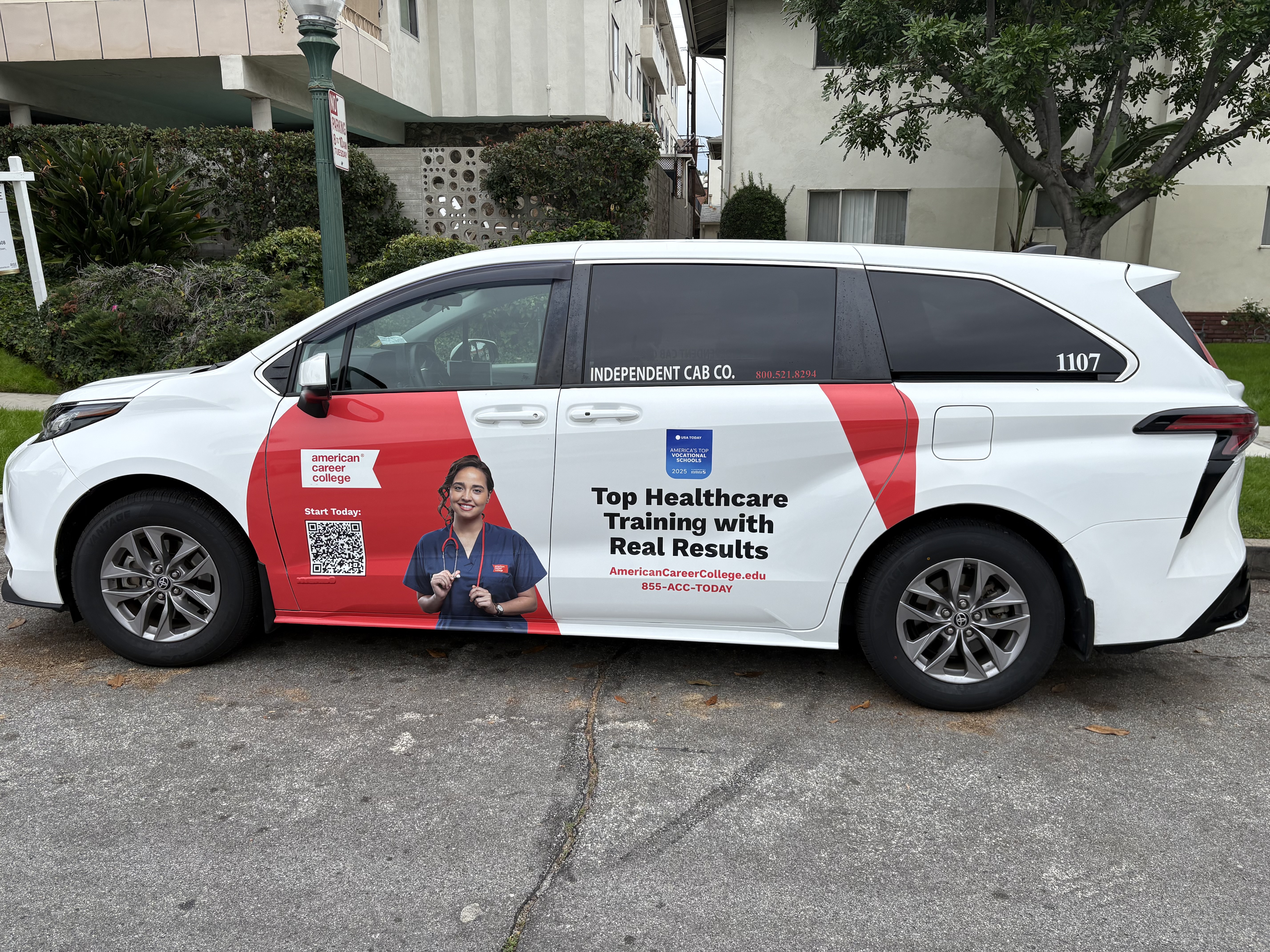 A wrapped vehicle campaign promoting healthcare training