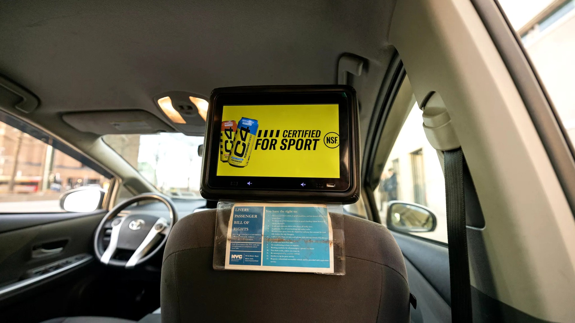 An in-vehicle Vugo display showing a campaign